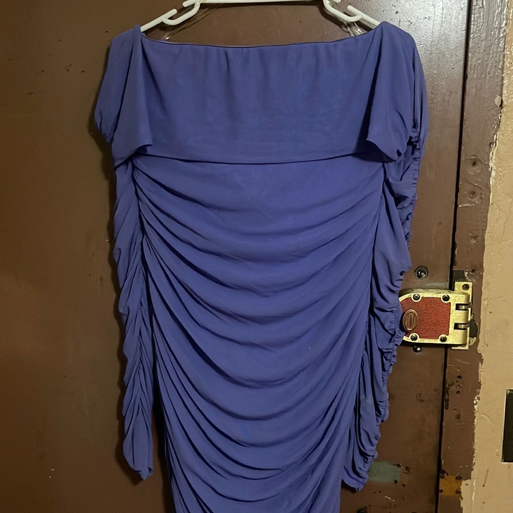 Purple Dress with Ruched - Picture 2 of 2